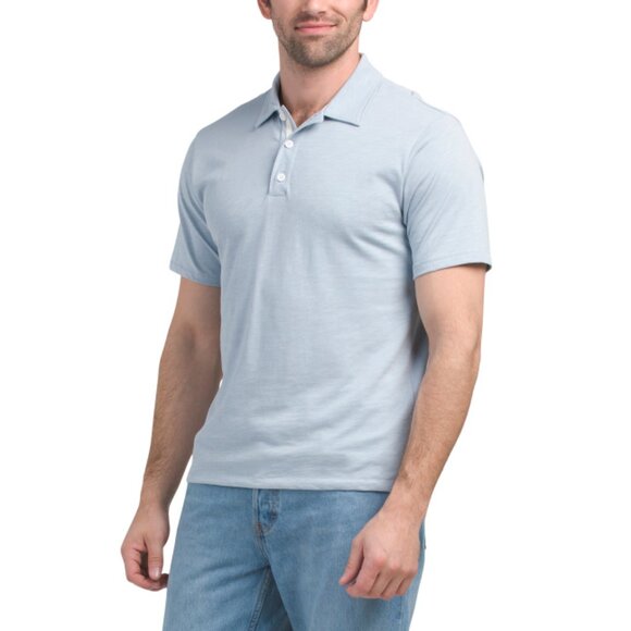 RAG & BONE Blue Fog Classic Slub Jersey Polo